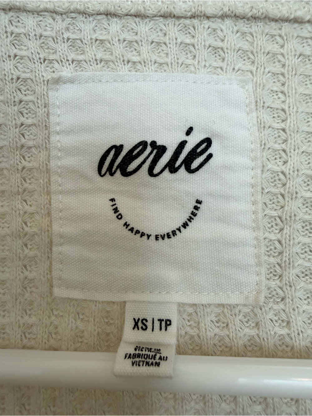 Aerie Cream Waffle Shirt - Picture 3 of 6